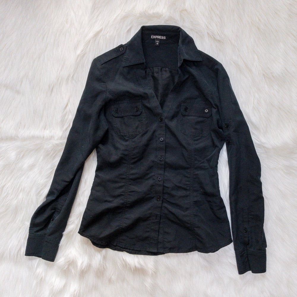 Express | XS | black | button down shirt
